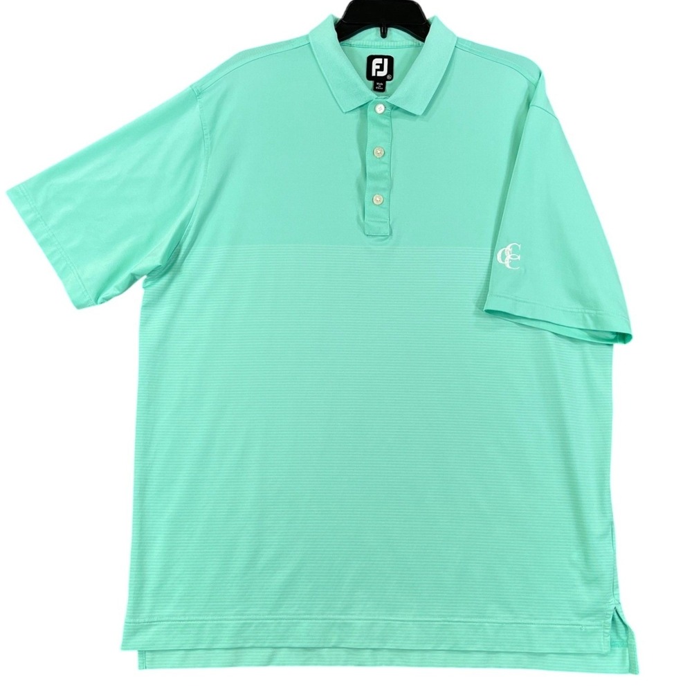 Coosaw Creek Golf Club FootJoy Performance Polo Shirt Mens XL Mint Green Striped